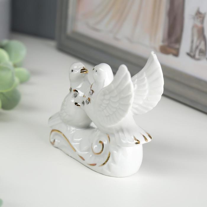 Фигурка керамика &laquo;2 голубя воркуют&raquo;, со стразами, 3.5&times;9.7&times;8.5 см
