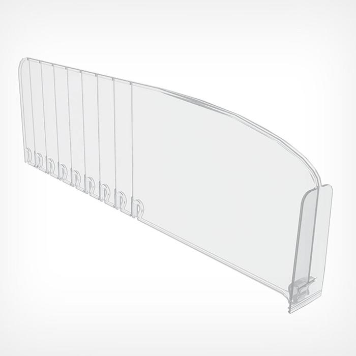 Пластиковый обламывающийся разделитель c передним ограничителем 80 мм, 185-385&times;35&times;120 мм