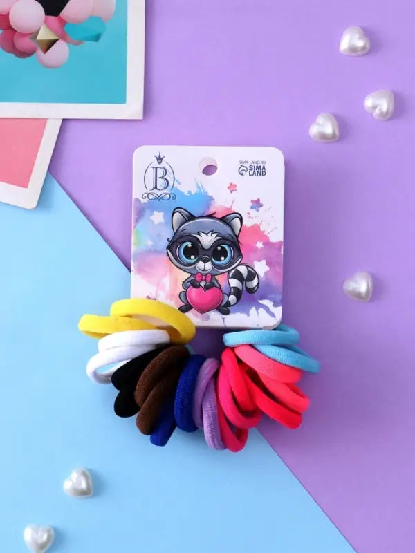 Резинка для волос &laquo;Енотик&raquo;, набор 20 шт., звёзды, 2.5 см, МИКС