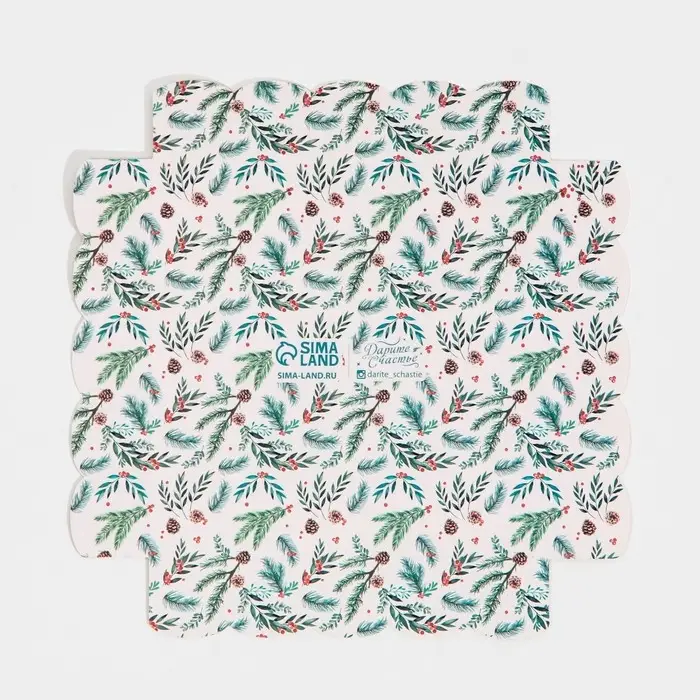 Коробка для кондитерских изделий с пластиковой крышкой &laquo;Елка&raquo;, 15 х 15 х 3 см