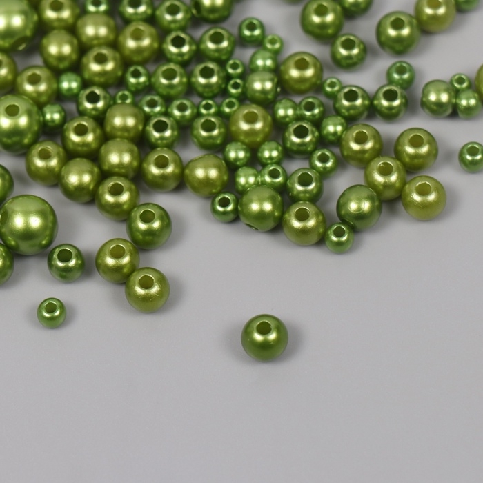 Бусины для творчества пластик "Круглые. Хвойный" d=3-8 мм, набор 10 гр