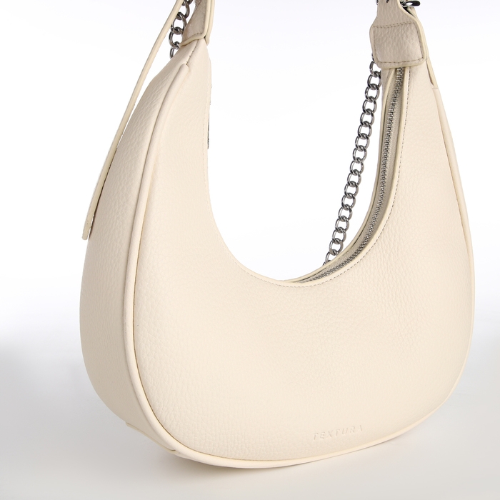 Сумка женская хобо на молнии TEXTURA, средний размер, цвет молочный Сумка женская хобо на молнии TEXTURA, средний размер, цвет молочный