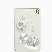 Набор серьги и каффы 8 шт &laquo;Бублик&raquo; переплетение, цвет серебро