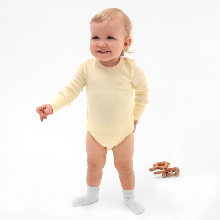 Комплект боди детских MINAKU: Basic Line BABY, цвет молочный/кремовый, рост 74-80