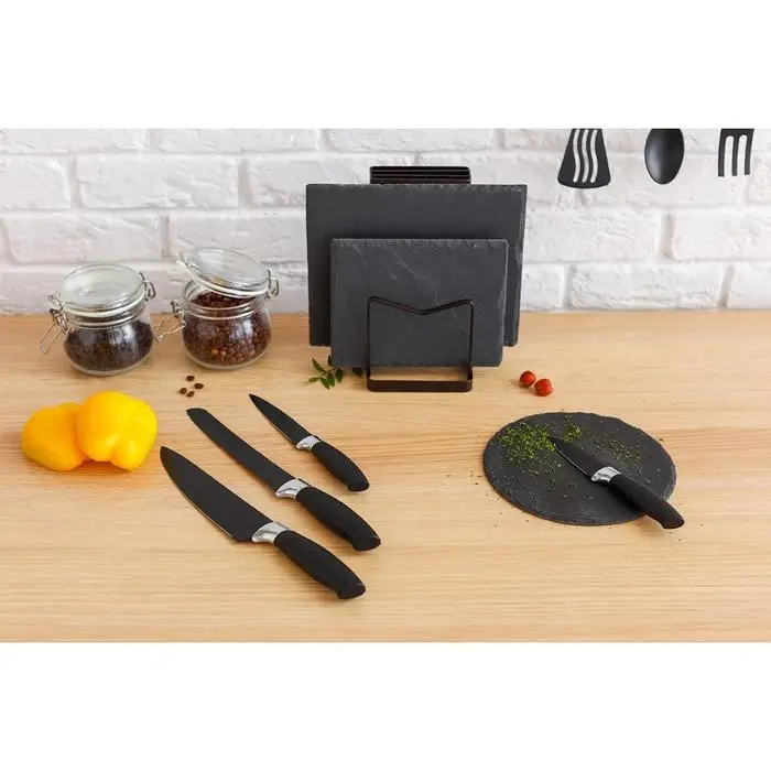 Нож кухонный с антиналипающим покрытием Доляна &laquo;Супер-блэк&raquo;, лезвие 8.5 см, чёрный