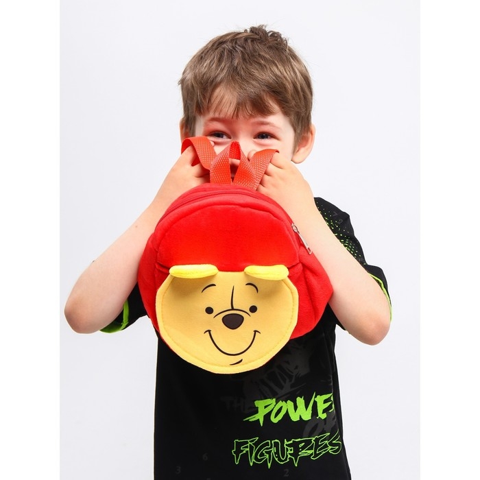 Рюкзак плюшевый &laquo;Мишка&raquo;, на молнии, с карманом, 19&times;22 см, Медвежонок Винни и его друзья