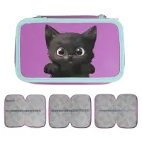 Пенал 3 секции, 125 х 205 х 55 мм, Calligrata 30П26/3 "Кот чёрный", ламинированный картон