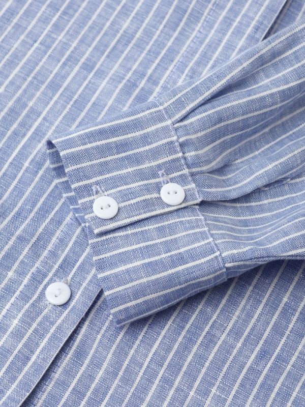 Рубашка женская MINAKU oversize в полоску, белая/голубая, размер 48