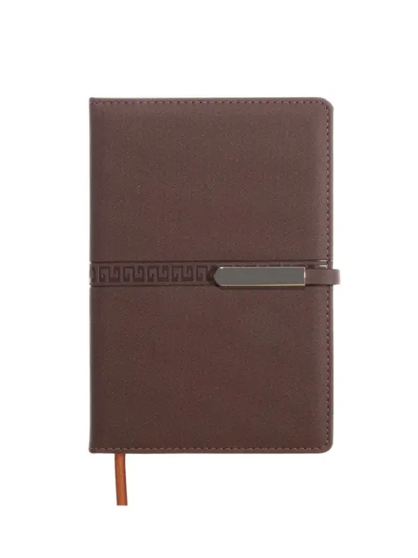 Ежедневник недатированный формат А5, с хлястиком, 112л, линия, пвх, Узор Коричневый