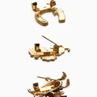 Броши "Счастливый случай" (набор 3шт), цветной в золоте