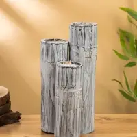 Свеча в бамбуке тройная, 15&times;13&times;30 см, 100 мл, серая