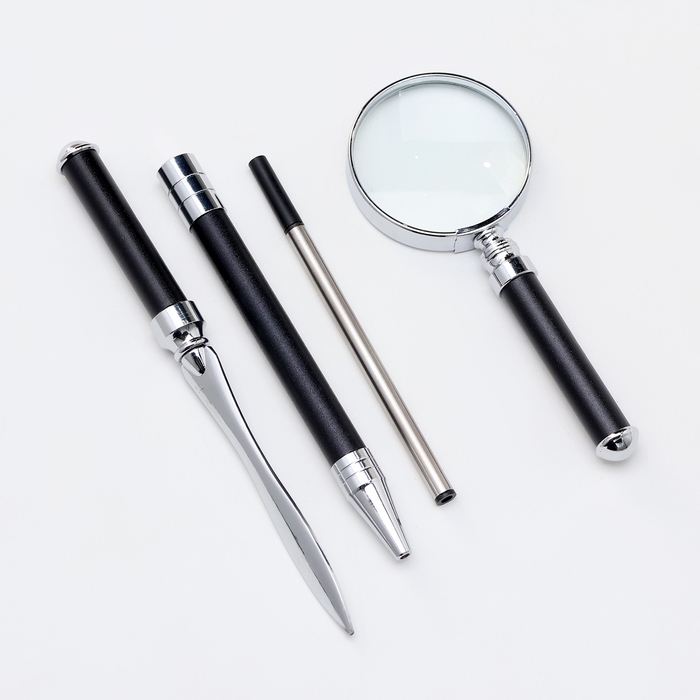 Набор настольный канцелярский 8в1 с визитницей, карандашницей, лупой и ножом для писем Набор настольный канцелярский 8в1 с визитницей, карандашницей, лупой и ножом для писем