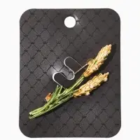 Брошь "Колосья", цвет жёлто-зелёный в золоте