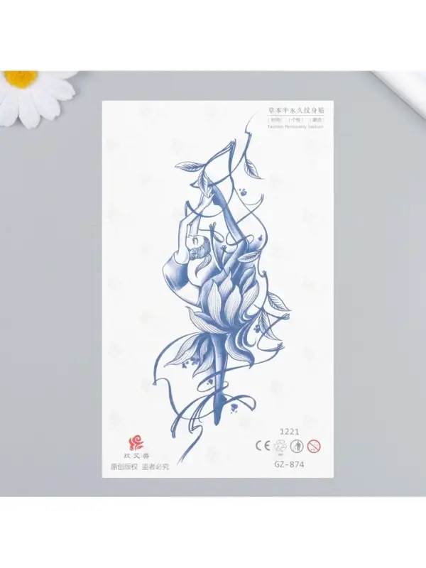 Переводная тату на тело синяя &laquo;Балерина&raquo;, 18&times;11 см