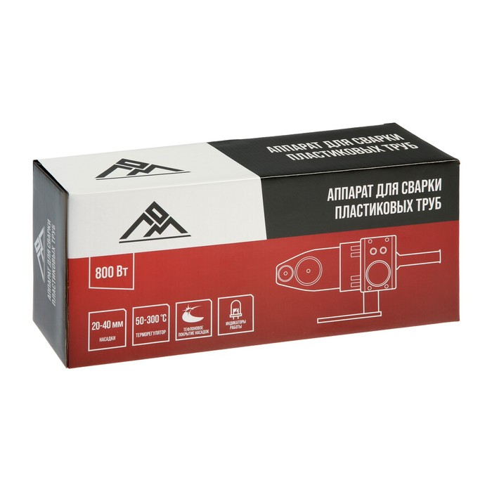 Аппарат для сварки пластиковых труб ЛОМ, 800 Вт, комплект насадок 20 - 40 мм, 50 - 300&deg;