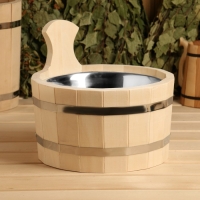 Шайка из липы, 3 л, круглая, нержавеющая вставка, "Добропаровъ" Шайка из липы, 3 л, круглая, нержавеющая вставка, "Добропаровъ"