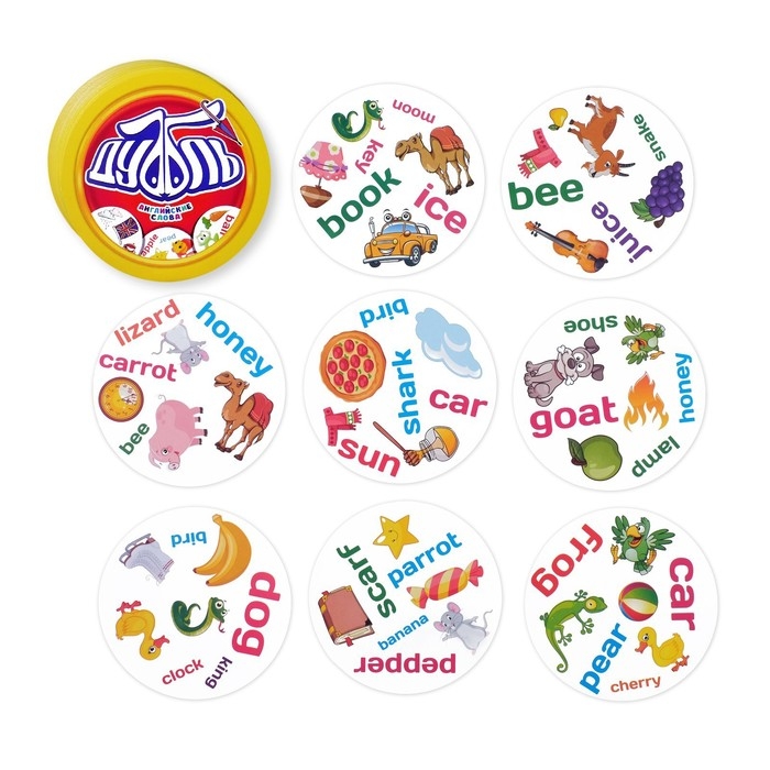 Настольная игра на реакцию и внимание &laquo;Дуббль. Английские слова&raquo;, 55 карт, 5+