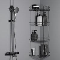 Полка для ванной угловая 4-х ярусная, 20,5&times;20,5&times;72 см, цвет хром