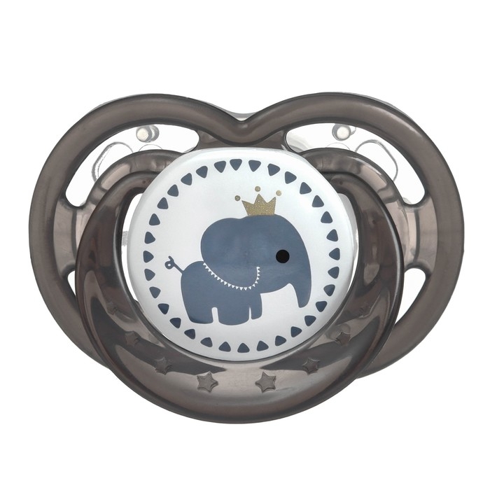 Соска - пустышка силиконовая ортодонтическая &laquo;Слоник&raquo;, от 0 мес., с колпачком, цвет черный