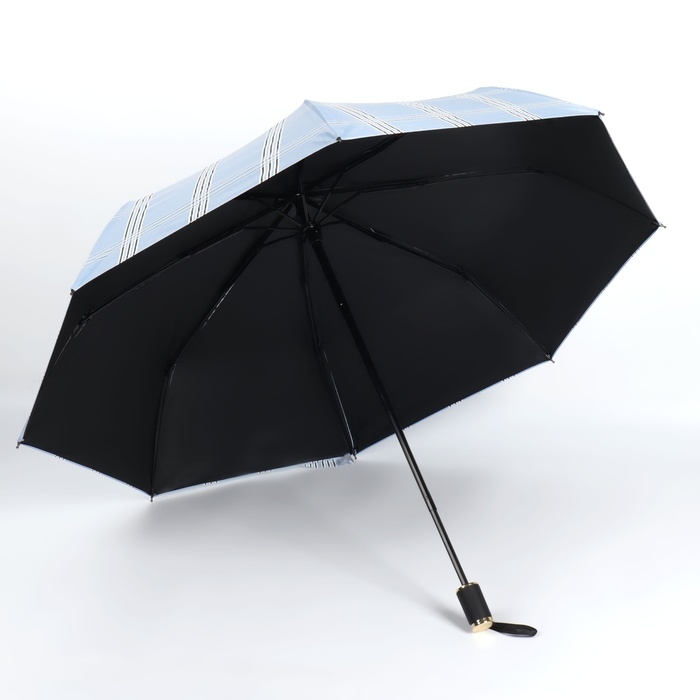 Зонт механический &laquo;Клетка&raquo;, эпонж, 3 сложения, 8 спиц, R = 47/55 см, D = 110 см, цвет МИКС