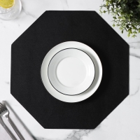 Салфетка сервировочная на стол &laquo;Тэм&raquo;, d=38 см, цвет чёрный, восьмиугольник