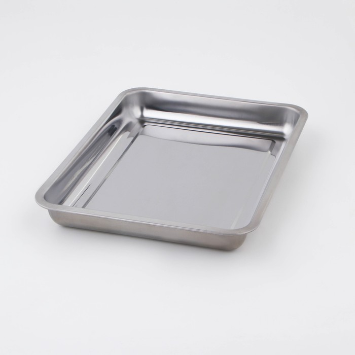 Поднос из нержавеющей стали, 39,5&times;29,5 см, толщина 1 мм, цвет серебряный