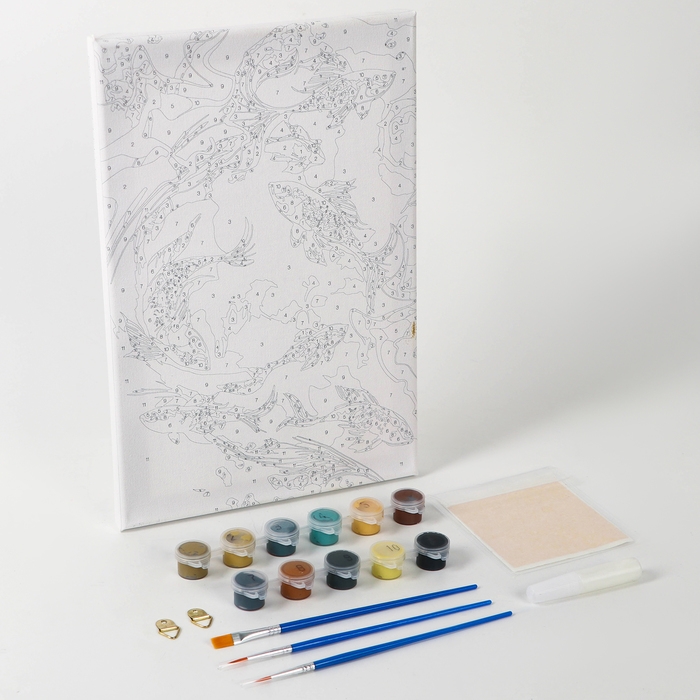 Картина по номерам с подрамником и поталью &laquo;Золотые рыбки&raquo;, 20 х 30 см