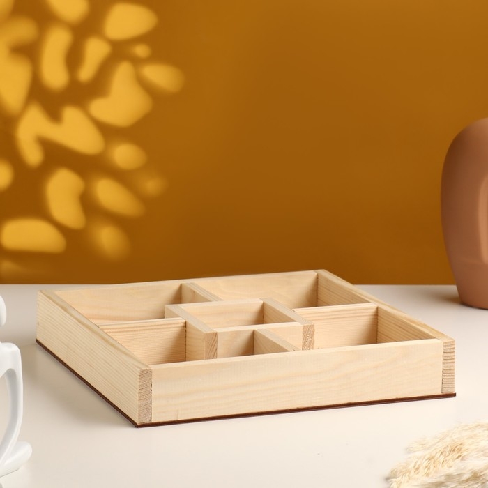 Кашпо деревянное 5 отсеков 25х25х4 см натуральный Кашпо деревянное 5 отсеков 25х25х4 см натуральный