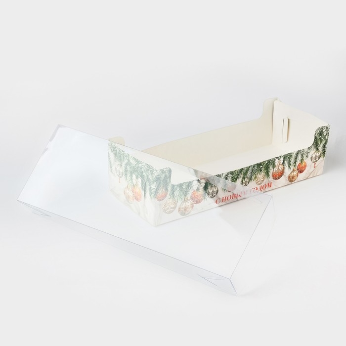 Коробка для кондитерских изделий с пластиковой крышкой &laquo;Роскошь&raquo;, 30 х 8 х 11 см, Новый год