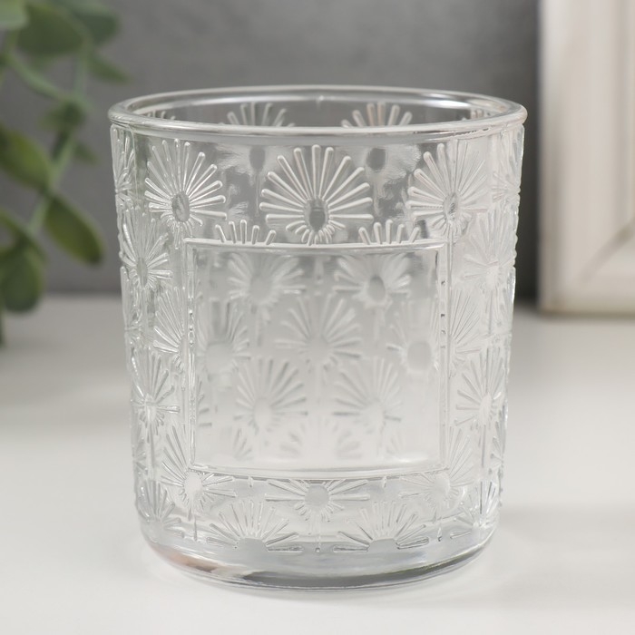 Банка для свечей стекло Банка для свечей стекло "Цветочки" прозрачная 200 мл 7,5х7,5х8,2 см