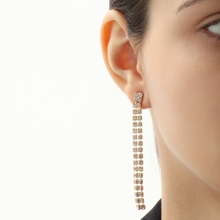 Набор 2 предмета: серьги, колье &laquo;Лёд&raquo; дорожка мелкая, цвет белый в золоте, 30 см