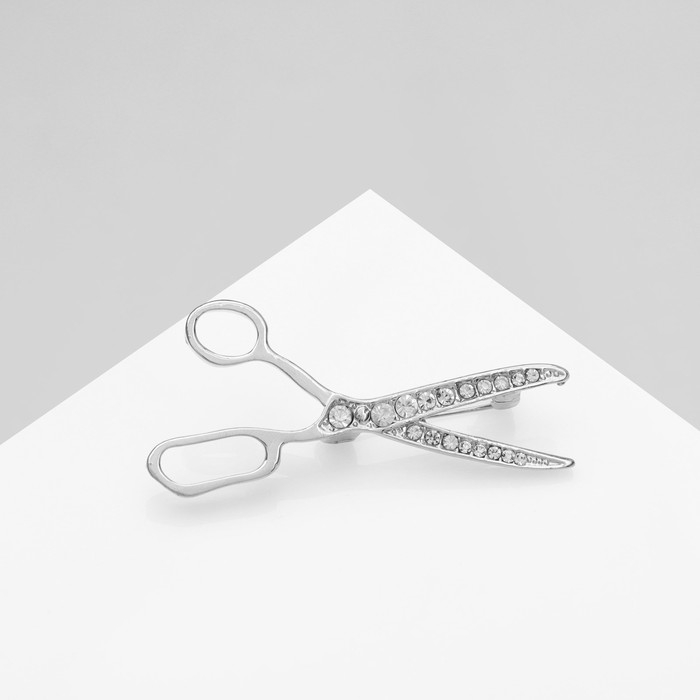 Брошь &laquo;Ножницы&raquo;, цвет белый в серебре