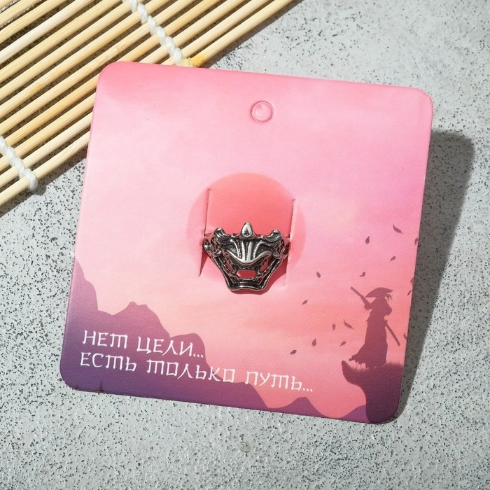 Кольцо «Маска Они», цвет чернёное серебро, безразмерное Кольцо «Маска Они», цвет чернёное серебро, безразмерное