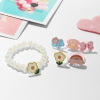 Набор детский &laquo;Выбражулька&raquo; 6 предметов: браслет, 5 колец, радуга, форма МИКС, цветной