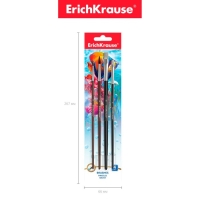 Набор кистей, микс, 4 штуки, Erich Krause. Состав: "Пони" круглые № 2 и № 6, щетина плоская № 4 и № 8, в блистере