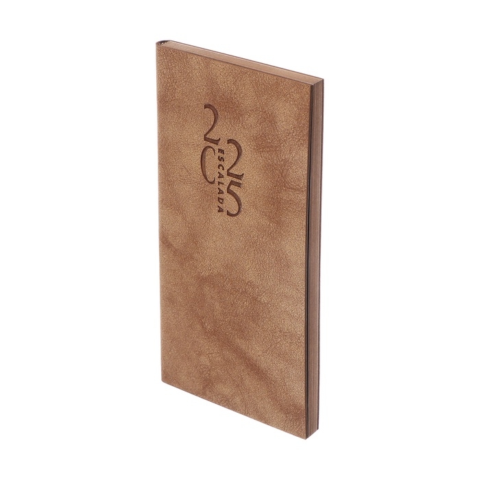 Еженедельник датированный 2025 года, 80х165 мм, 64 листа ESCALADA, мягкая обложка из искусственной кожи, блинтовое тиснение, блок 70 г/м&sup2;, бежевый