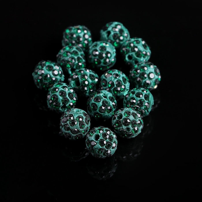 Бусина &laquo;Шамбала&raquo; 10мм (набор 15шт), цвет изумруд
