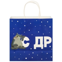 Пакет подарочный "С Др тебя если чо" 22х22х11 см, крафт, упаковка, Жил-был Пес Пакет подарочный "С Др тебя если чо" 22х22х11 см, крафт, упаковка, Жил-был Пес