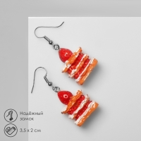 Серьги пластик &laquo;Вкусности&raquo; пирожное, цвет бело-красный