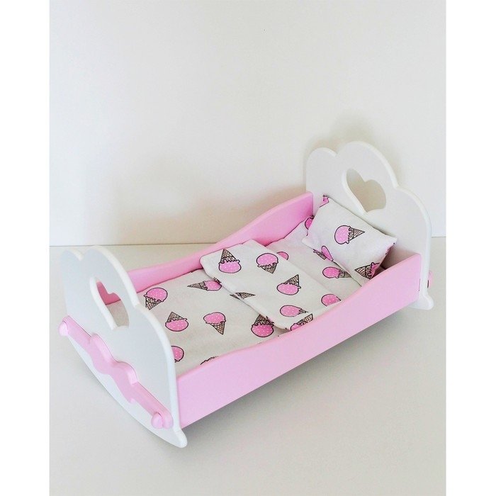 Кроватка качалка &laquo;Сердце&raquo; с постельным бельём