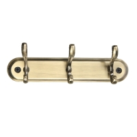 Вешалка ТУНДРА TVT003, металлическая, трёхрожковая, цвет бронза