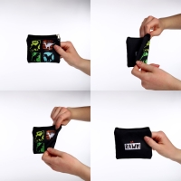 Кошелек детский текстильный "Дино", 11х9х0,5 см, цвет черный