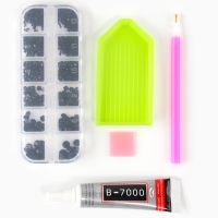 Стразы для творчества холодной фиксации с инструментами и клеем, цвет черный, размер от 1,5-6 мм, подходят для лица и ногтей Стразы для творчества холодной фиксации с инструментами и клеем, цвет черный, размер от 1,5-6 мм, подходят для лица и ногтей