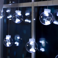 Гирлянда &laquo;Бахрома&raquo; 2.4 &times; 0.7 м с насадками &laquo;Шарики&raquo;, IP20, прозрачная нить, 108 LED, свечение белое, 8 режимов, 220 В