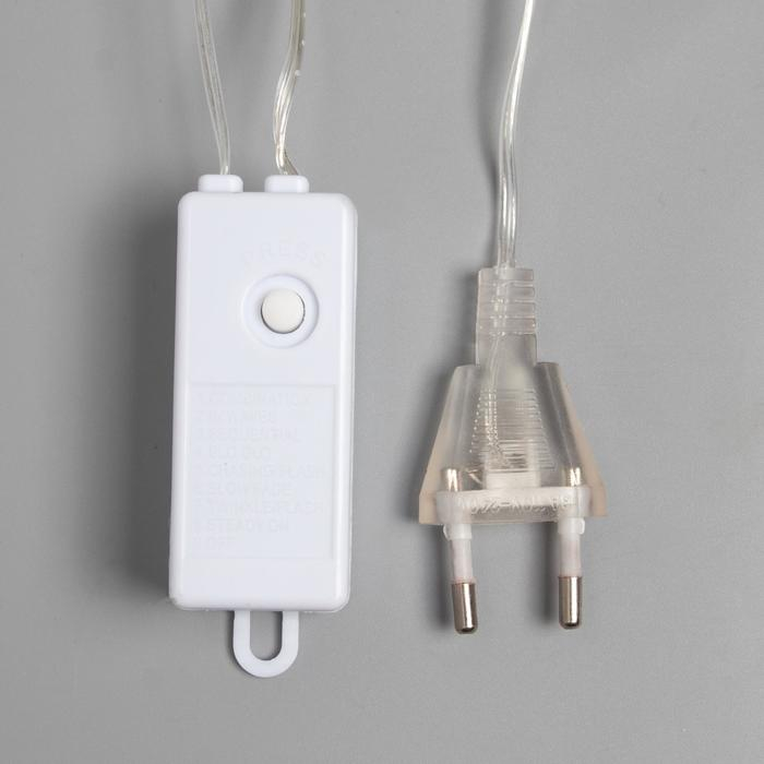 Гирлянда &laquo;Занавес&raquo; 1.6 &times; 1.6 м роса, IP20, серебристая нить, 160 LED, свечение тёплое белое, 8 режимов, 220 В