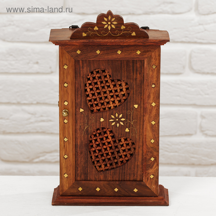 Ключница "Резные сердечки" дерево28*16*6 см