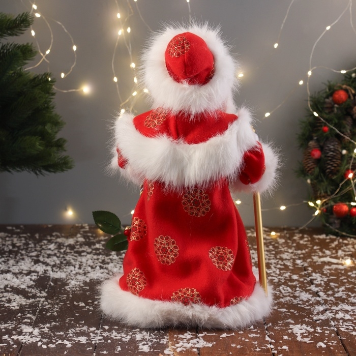 Дед Мороз Дед Мороз "В пушистой шубе, с мешком" двигается, 40х22 см, красный