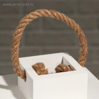 Кашпо деревянное "Фонарь", ручка верёвка, белый, 16×16×30 см Кашпо деревянное "Фонарь", ручка верёвка, белый, 16×16×30 см