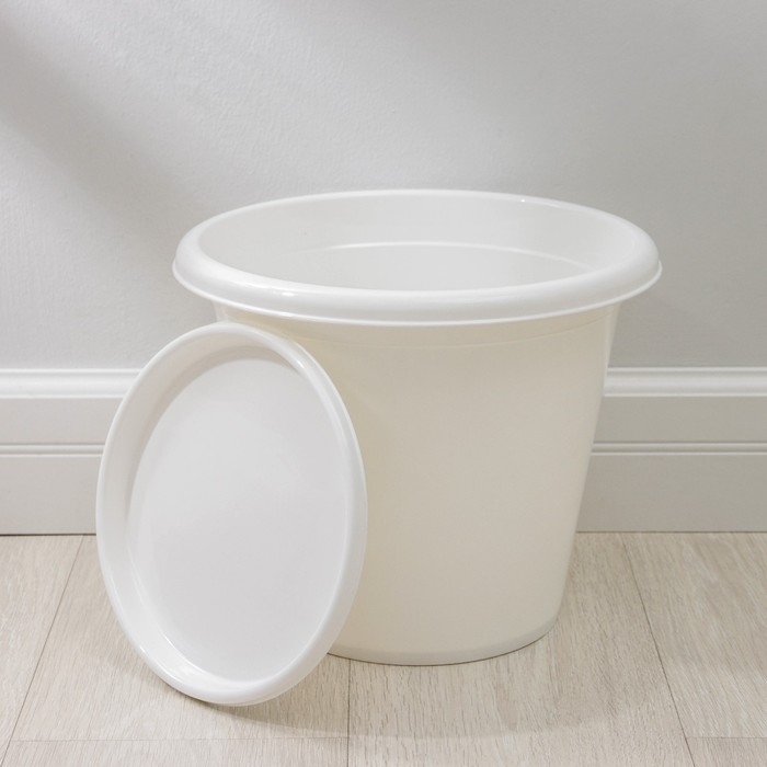Горшок для цветов с поддоном &laquo;Эконом&raquo;, 10 л, пластиковый, цвет белый