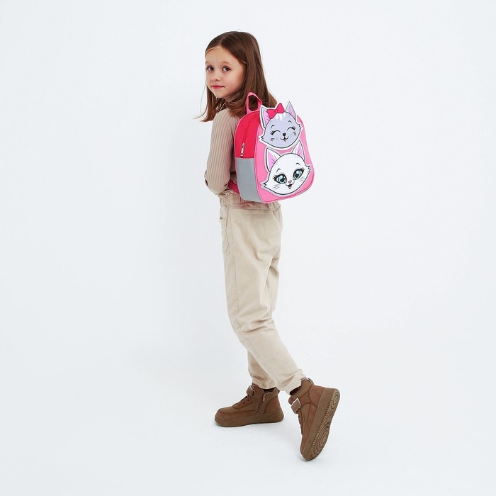 Рюкзак школьный текстильный &laquo;Котята&raquo;, с нашивками, 27х23&times;10 см